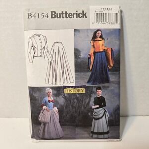 Butterick B4154 Uncut Sewing Pattern Making History Top Skirt Renaissance lined